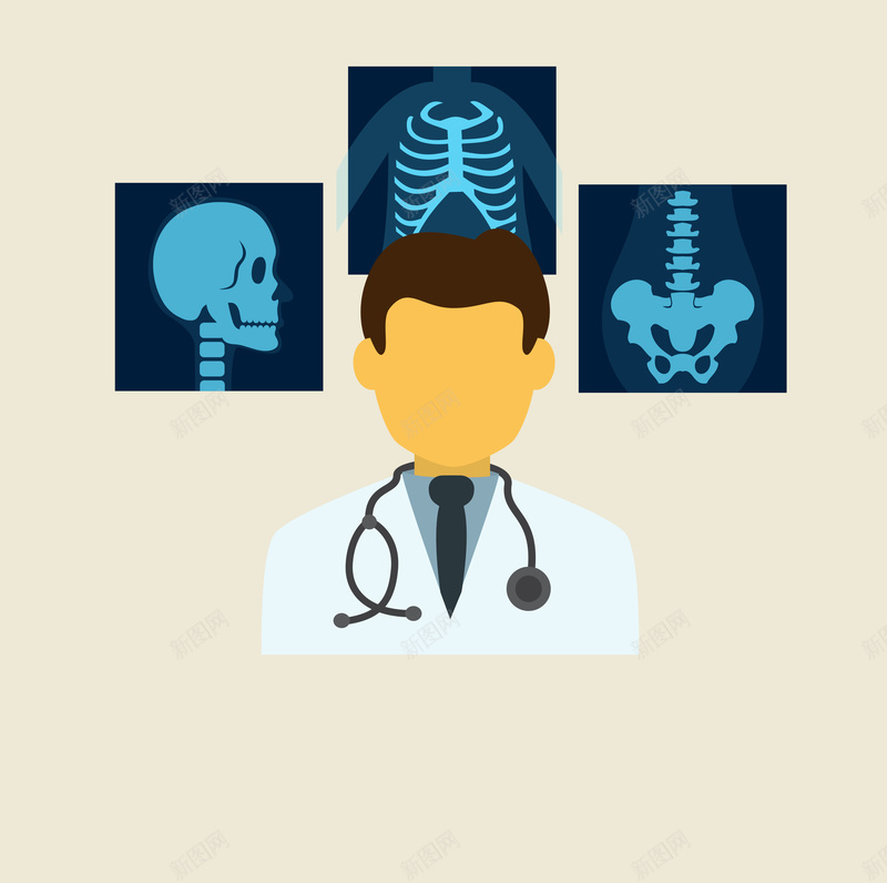 医疗医生透视矢量图ai设计背景_新图网 https://ixintu.com X光片 健康 医生 医疗 卡通 手绘 男子 矢量图 童趣 透视 骨伤科 骨科