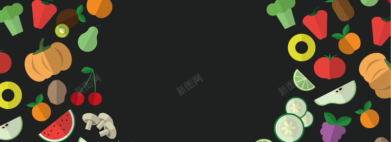 食品饮料卡通黑色海报banner背景矢量图ai设计背景_新图网 https://ixintu.com banner 南瓜 卡通 手绘 水果 海报 背景 苹果 蔬菜 调料 食品 食材 食物 饮料 黑色 矢量图