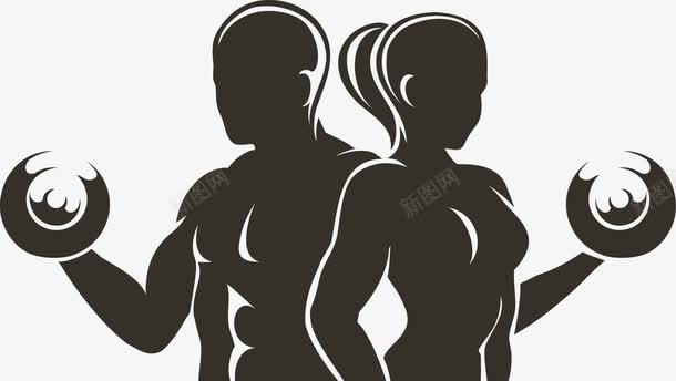 人物剪影png免抠素材_新图网 https://ixintu.com 举重 人 卡通 哑铃 男女