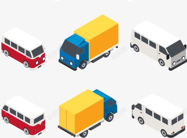 小货车集合矢量图eps免抠素材_新图网 https://ixintu.com 公交车 矢量图 矢量素材 货车 长头货车 黄色运输车