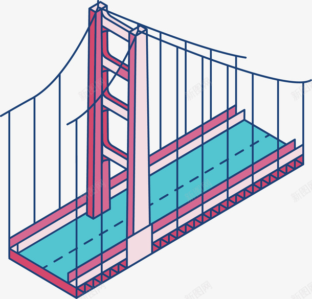 卡通建筑物红色大桥矢量图ai免抠素材_新图网 https://ixintu.com 卡通大桥 大桥 建筑 建筑大桥 矢量png 红色大桥 矢量图