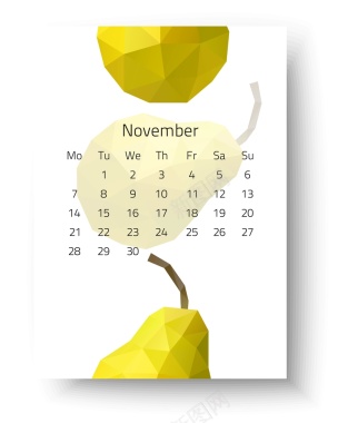 日历2017年11月挂历日期时间水果矢量图背景
