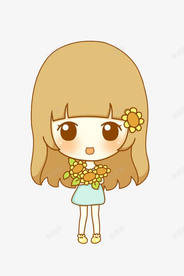 戴着小黄花的可爱小女孩png免抠素材_新图网 https://ixintu.com 卡通 可爱 小女孩 小黄花