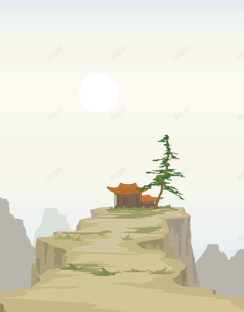 卡通手绘悬崖背景装饰矢量图ai设计背景_新图网 https://ixintu.com 卡通 屋子 悬崖 手绘 矢量背景装饰 童趣 矢量图