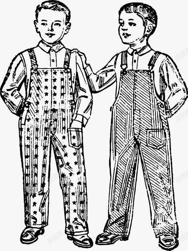 手绘人物png免抠素材_新图网 https://ixintu.com 卡通人物 小男孩 铅笔画 黑白画