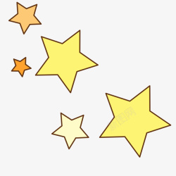 黄色手绘五角星素材