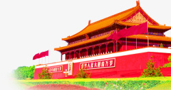 红色中国风天安门装饰图案素材