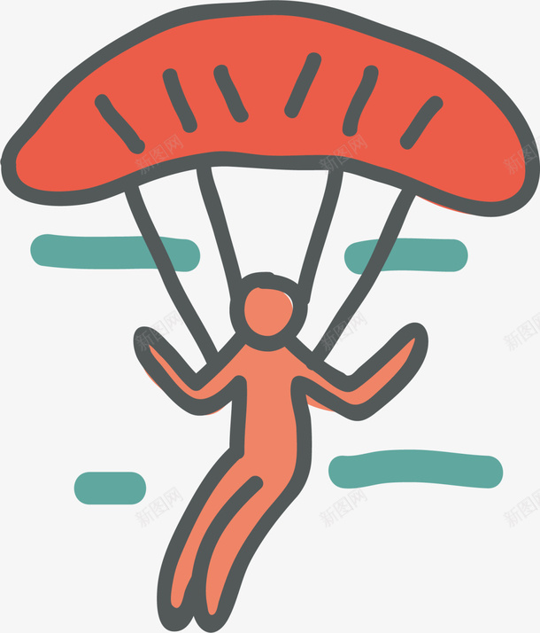 红色降落跳伞小人png免抠素材_新图网 https://ixintu.com 健康 强身健体 空降 红色小人 跳伞 运动健身 锻炼