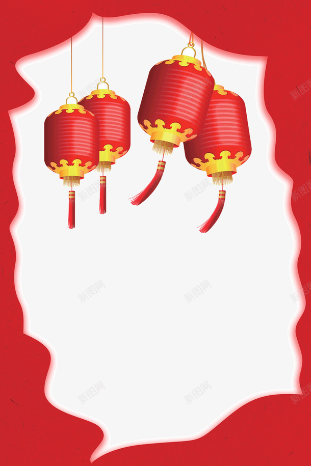 红色灯笼中国风边框装饰png免抠素材_新图网 https://ixintu.com 中国风边框 新年 海报边框 红色灯笼 边框 边框装饰