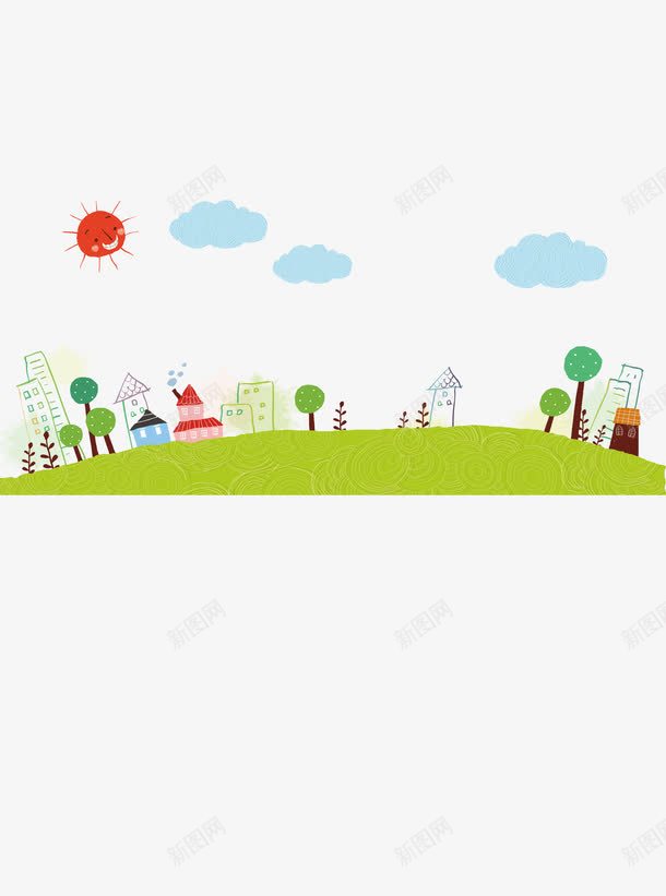 手绘场景图案png免抠素材_新图网 https://ixintu.com 卡通 卡通画 场景 场景素材 小清新 手绘