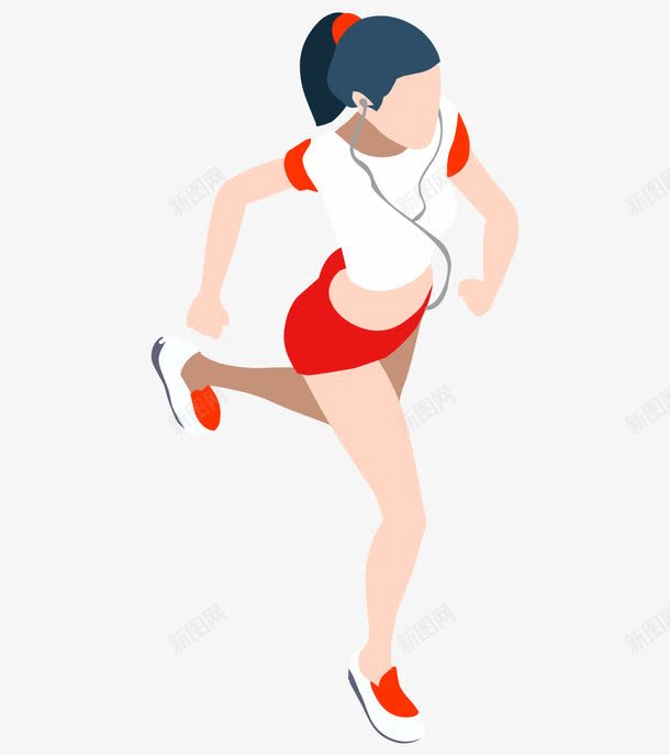卡通手绘戴耳机跑步美女png免抠素材_新图网 https://ixintu.com 戴耳机的美女 跑步的美女