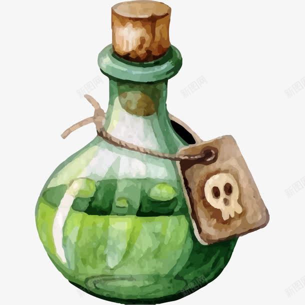 卡通手绘水彩万圣节药瓶png免抠素材_新图网 https://ixintu.com 万圣节 万圣节药瓶 创意 卡通药瓶 手绘药瓶 水彩 水彩药瓶 漂流瓶 瓶子 绿色瓶子 绿色药瓶 节日唯美 药瓶