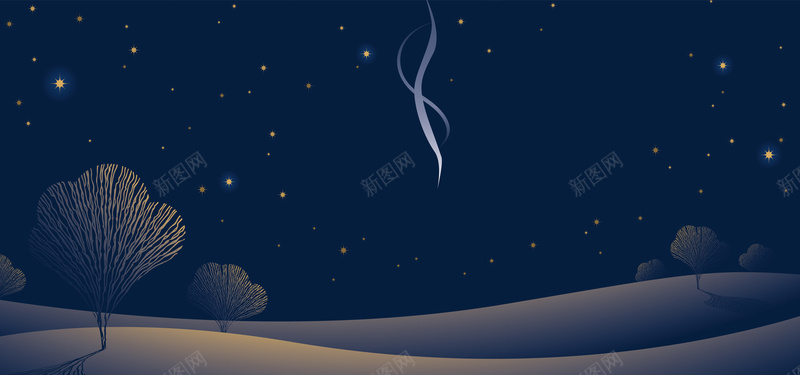 唯美夜景卡通背景矢量图ai设计背景_新图网 https://ixintu.com Banner背景 卡通 唯美 夜景 夜空 梦幻 深蓝 简约 矢量图