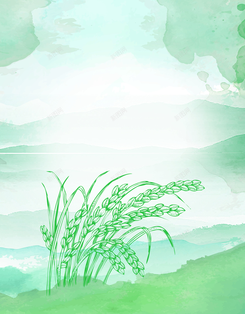绿色矢量水彩二十四节气小满背景psd设计背景_新图网 https://ixintu.com 24节气 中国传统 二十四节气 小满 小满介绍 小满展板 小满海报 小满配图 水彩风 节气
