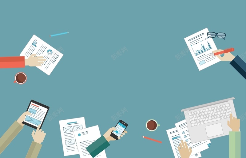 矢量扁平化商务背景ai设计背景_新图网 https://ixintu.com 会议 几何 办公 商务 扁平 扁平化 渐变 矢量 背景 蓝色 矢量图