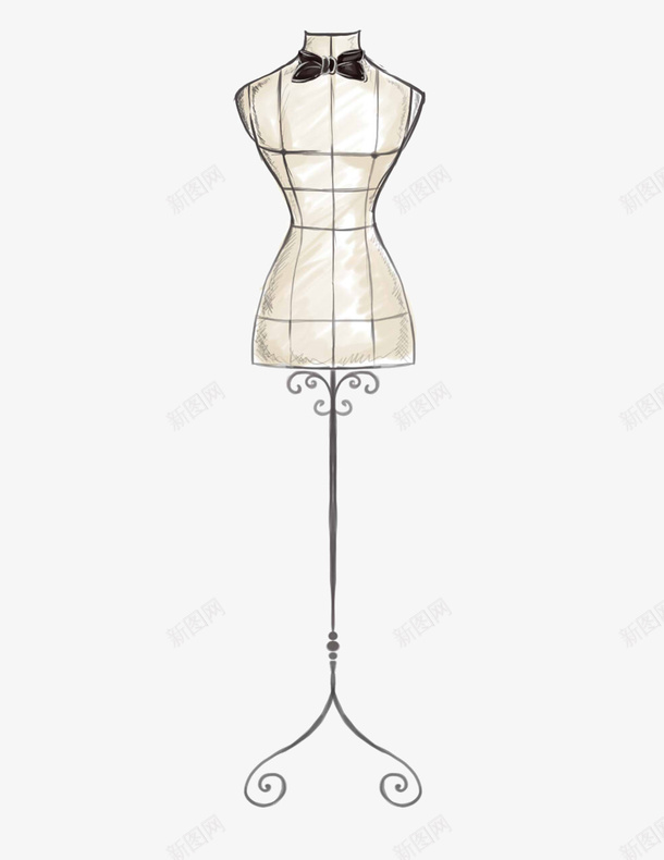 服装模特架子手绘图png免抠素材_新图网 https://ixintu.com 底座 服装模特 服装模特道具 模特 模特架子 简图 装饰 领结
