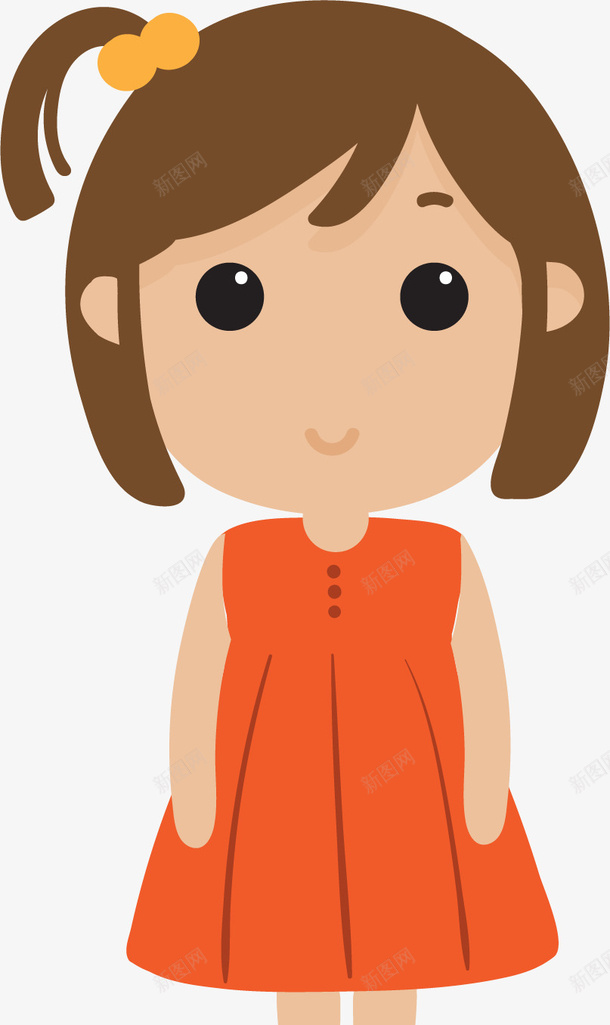 扎着小辫的女孩矢量图ai免抠素材_新图网 https://ixintu.com 卡通 商务 女孩 小辫 彩色 手绘 简约 连衣裙 矢量图