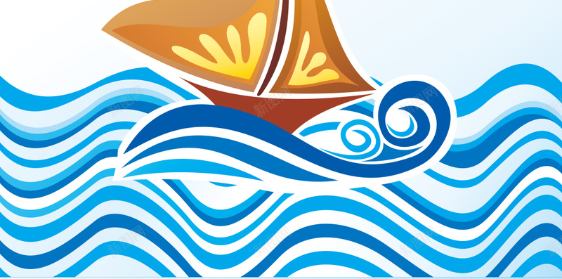 海浪背景矢量图ai设计背景_新图网 https://ixintu.com 卡通帆船 底纹背景 底纹边框 海 海星 海浪背景 海浪背景边框 海螺 清新 白色 蓝色背景 贝壳 矢量图