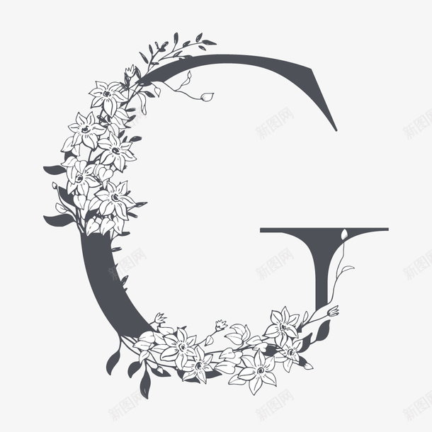 素雅花枝字母G矢量图ai免抠素材_新图网 https://ixintu.com G 字母 字母G 素雅字母 艺术字 艺术字母 花朵 设计字体 设计字母 矢量图