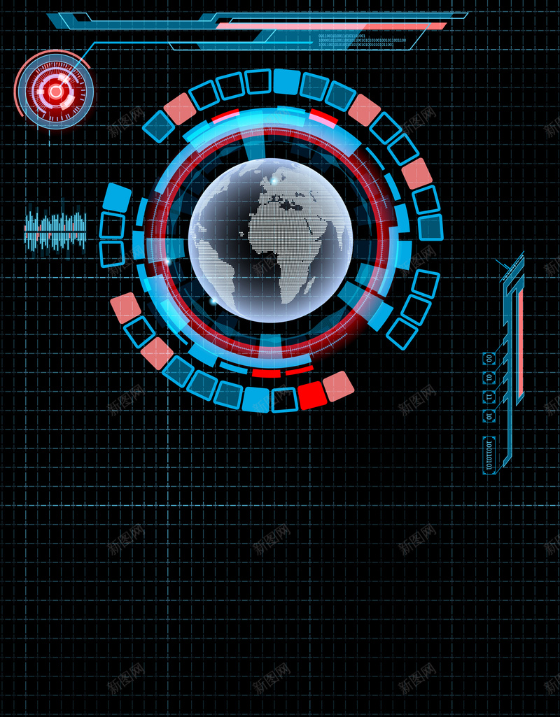 信息科技梦幻圆圈地球矢量背景ai设计背景_新图网 https://ixintu.com 信息科技 圆环背景 地球元素 梦幻圆圈 矢量素材 科技元素 科技环 蓝色科技 装饰元素 矢量图