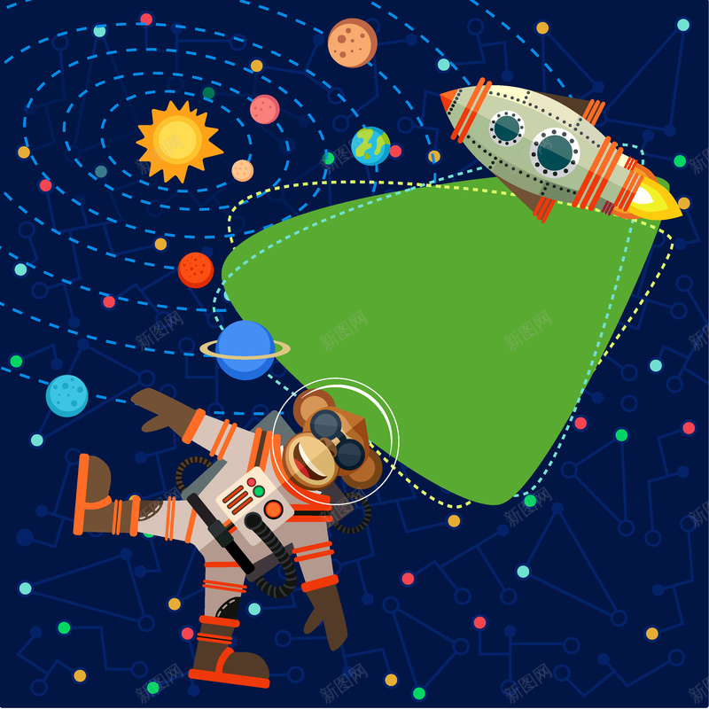 手绘宇航员太空背景矢量图ai设计背景_新图网 https://ixintu.com 卡通 太空 宇航员 手绘 童趣 背景 矢量图