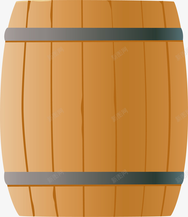 木桶红酒式橡木桶矢量图ai免抠素材_新图网 https://ixintu.com 橡木 橡木材质 橡木树 水桶 红橡木 红酒式橡木桶 黄色 矢量图