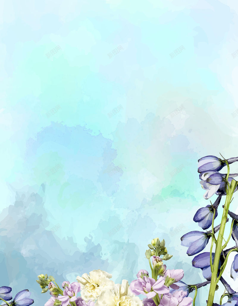 矢量水彩泼墨花卉背景ai设计背景_新图网 https://ixintu.com 唯美 手绘 文艺 梦幻 水彩 泼墨 浪漫 海报 清新 矢量素材 粉蓝色 背景 花卉 花朵 花海 矢量图