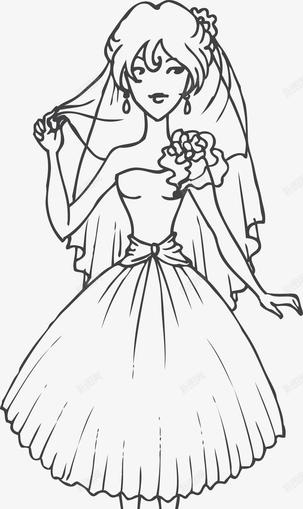 新娘手绘女孩图图标png_新图网 https://ixintu.com 人物 卡通人物 卡通女孩 女孩 手绘 手绘女孩 新娘 矢量女孩 简笔画女孩