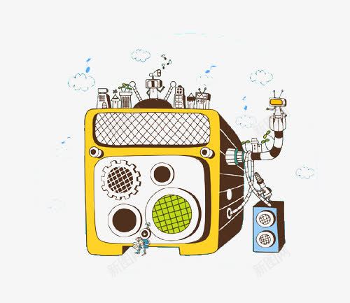 手绘音乐播放器png免抠素材_新图网 https://ixintu.com 卡通 抽象 机器人 绘画 花色