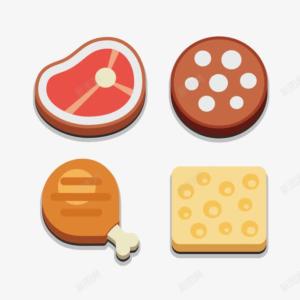 手绘扁平化饮食png免抠素材_新图网 https://ixintu.com 奶酪 就退 藕片 食品