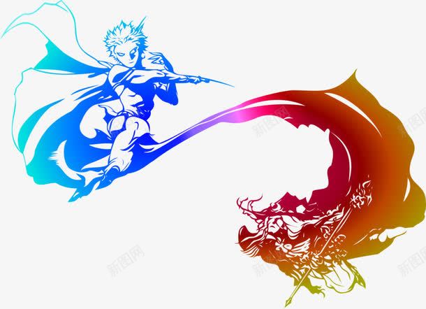 蓝红卡通龙争虎斗装饰图案png免抠素材_新图网 https://ixintu.com 免抠PNG 卡通 绿色 装饰图案 龙争虎斗
