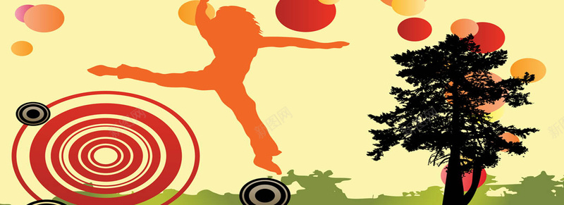 跳舞女孩背景矢量图ai设计背景_新图网 https://ixintu.com 女孩 树木 橙色 海报banner 纹理 背景 质感 跳舞 矢量图