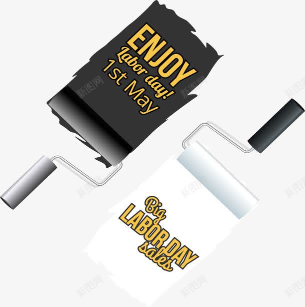 粉刷效果劳动节海报png免抠素材_新图网 https://ixintu.com 五一劳动节 滚刷 矢量素材 粉刷匠 粉刷效果