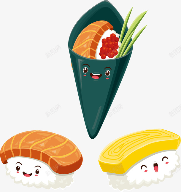 卡通可爱寿司矢量图ai免抠素材_新图网 https://ixintu.com 卡通 可爱 寿司 矢量图