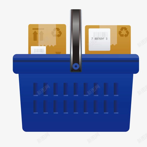 购物手提篮png免抠素材_新图网 https://ixintu.com 卡通 手提筐 购物