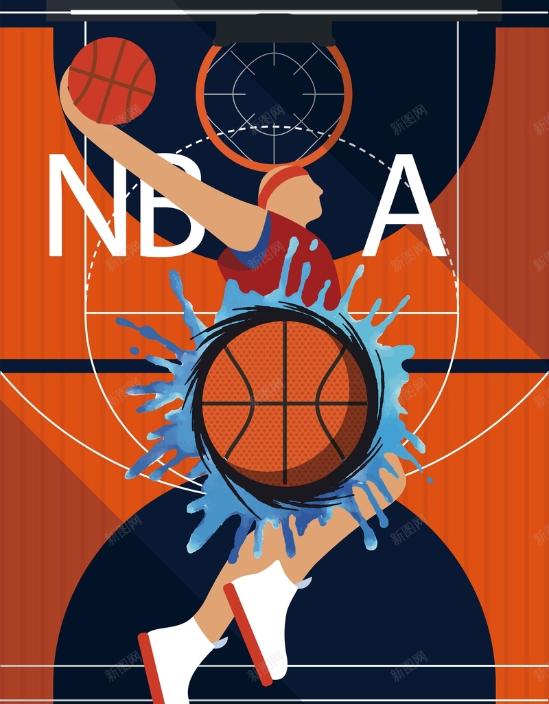 NBA职业男篮篮球海报背景模板矢量图ai设计背景_新图网 https://ixintu.com NBA 宣传 手绘 插画 比赛 海报 激情 篮球 职业男篮 背景模板 矢量图