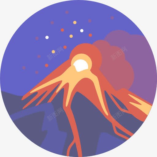 火山图标png_新图网 https://ixintu.com 火山 火山手绘 自然景观 风景