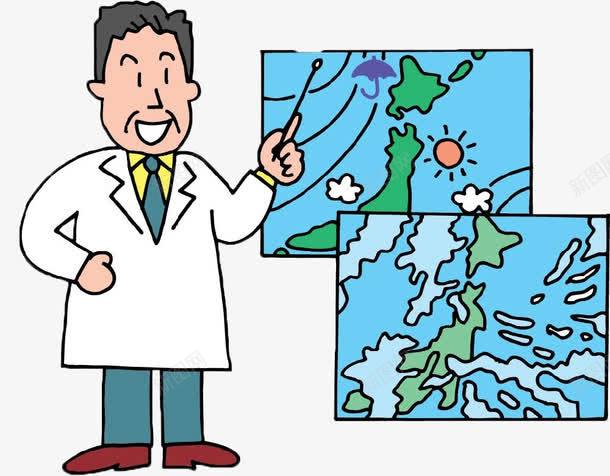 卡通版的天气预报教授png免抠素材_新图网 https://ixintu.com 卡通 卡通人物 天气指示图 天气预报 教授