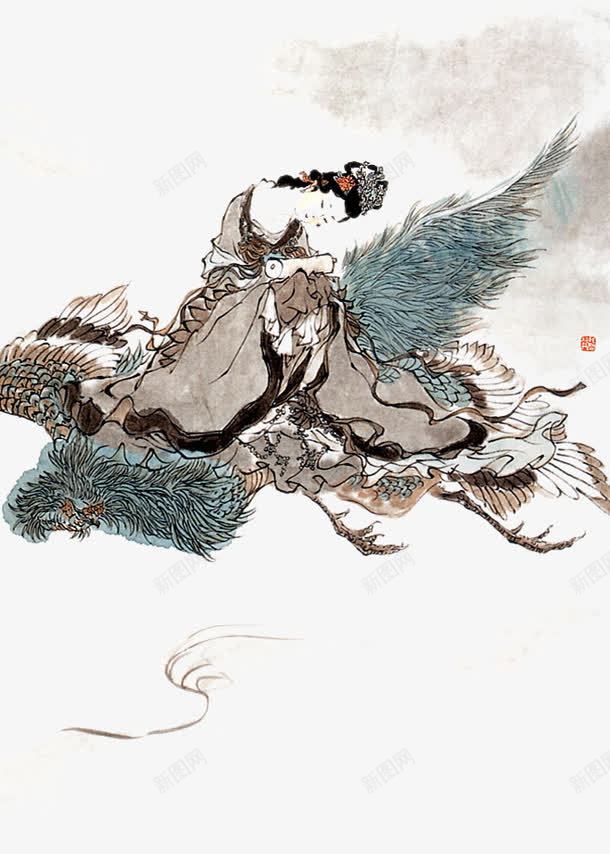 水墨画png免抠素材_新图网 https://ixintu.com 中国人物画 人物肖像写意 传统国画人物 写意人物画 古代人物画 道教人物画