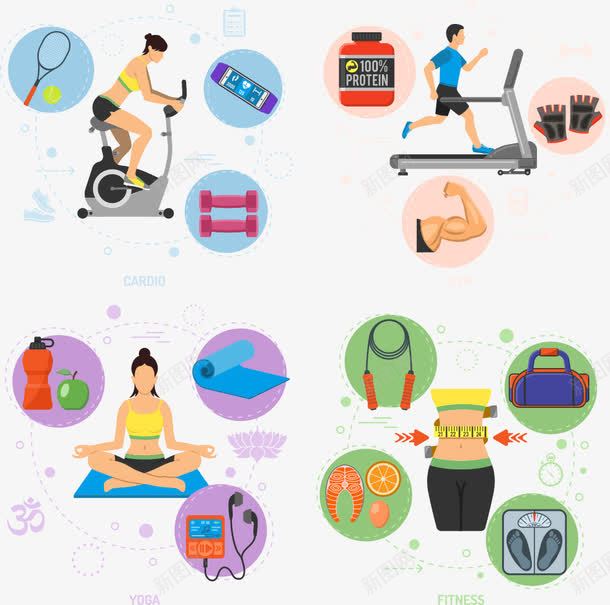 健身减肥png免抠素材_新图网 https://ixintu.com 人物 健身 减肥 卡通人物 瑜伽 矢量人物