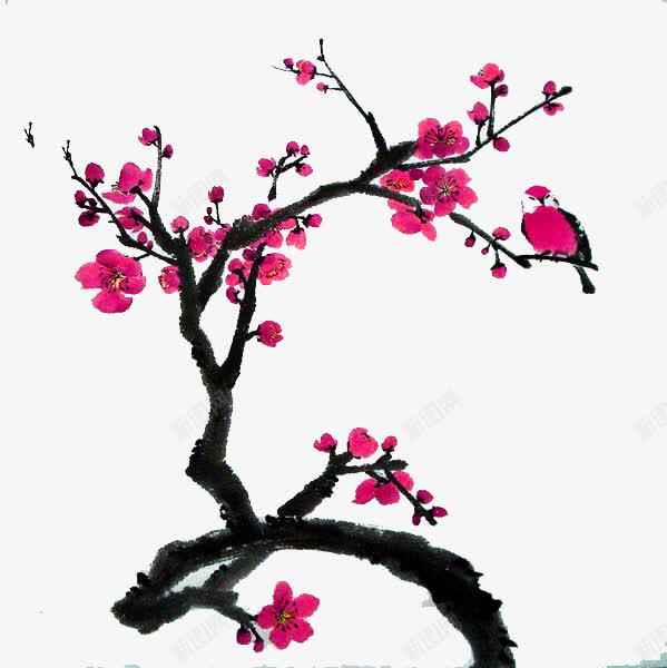 紫色水墨桃花装饰图案png免抠素材_新图网 https://ixintu.com 桃花 水墨 紫色 装饰图案