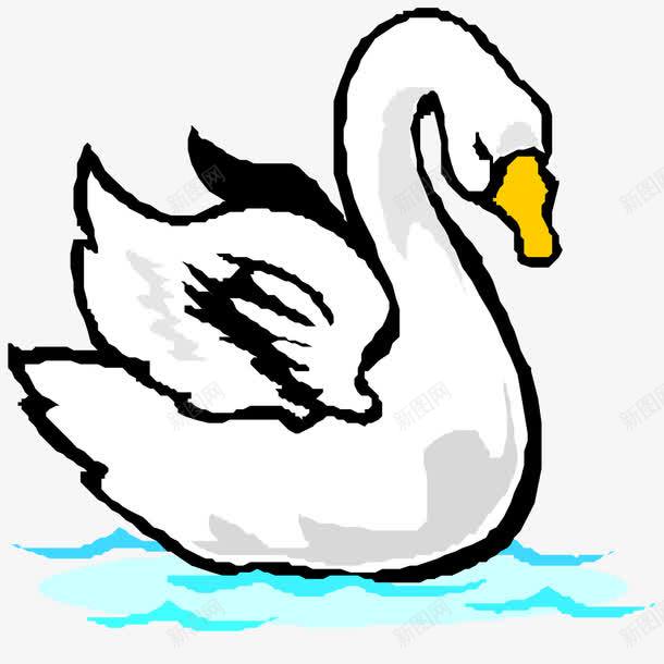 白色的鹅png免抠素材_新图网 https://ixintu.com 卡通 大鹅 小溪 展翅白鹅 手绘 水墨 水彩 溪水 白鹅