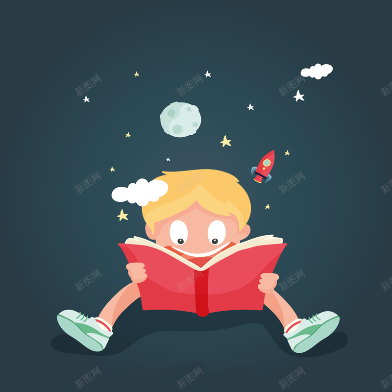 世界读书日卡通矢量背景ai设计背景_新图网 https://ixintu.com 书本 儿童海报 卡通 卡通素材 扁平化 教育海报 童趣 简约 蓝色背景 读书日 矢量图
