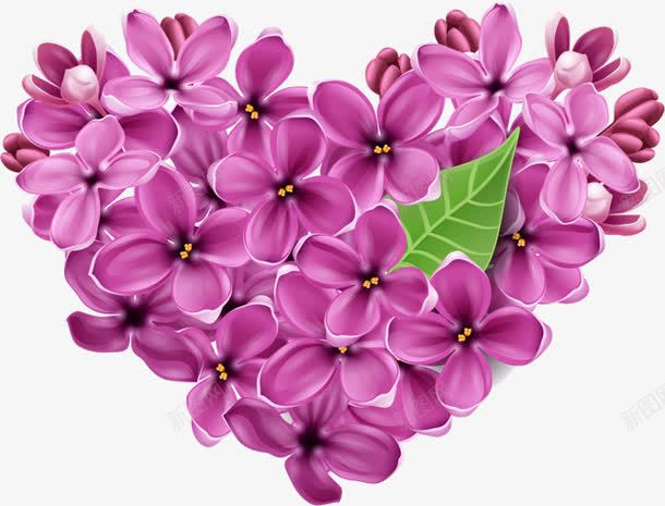 紫色花朵爱心树叶png免抠素材_新图网 https://ixintu.com 树叶 爱心 紫色 花朵