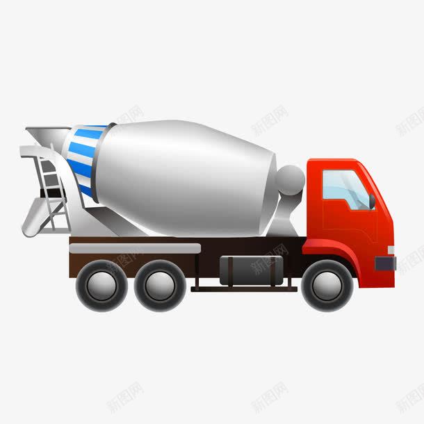红色搅拌车运输车png免抠素材_新图网 https://ixintu.com 搅拌车 红色 运输车