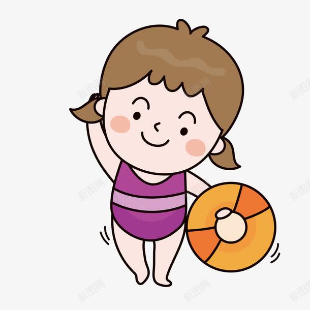 穿泳衣的女孩png免抠素材_新图网 https://ixintu.com 卡通 女孩 手绘 泳衣 游泳圈