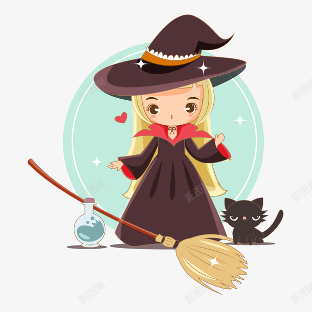 万圣节女魔法卡通可爱矢量图ai免抠素材_新图网 https://ixintu.com 万圣节 卡通可爱 可爱 可爱卡通 可爱魔法 魔法 矢量图
