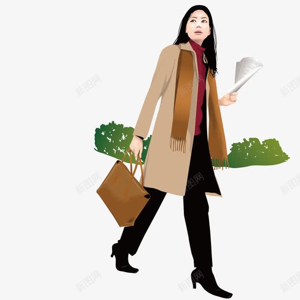 提包拿资料的女人png免抠素材_新图网 https://ixintu.com 女人 提包 资料