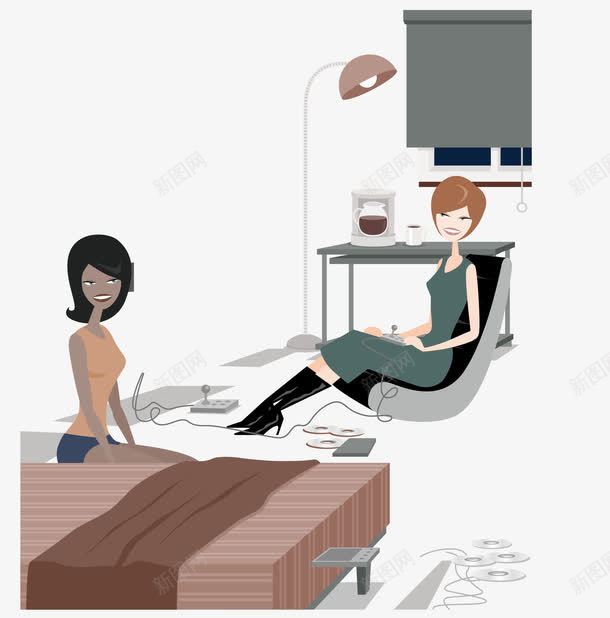聊天的美女png免抠素材_新图网 https://ixintu.com 女性 家里 美女 聊天 舒适