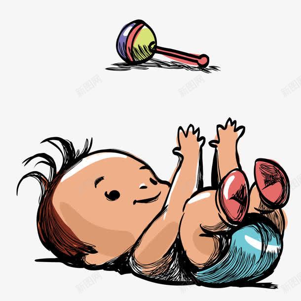 四脚朝天png免抠素材_新图网 https://ixintu.com 手绘 沙锤 玩沙锤 玩耍 装饰